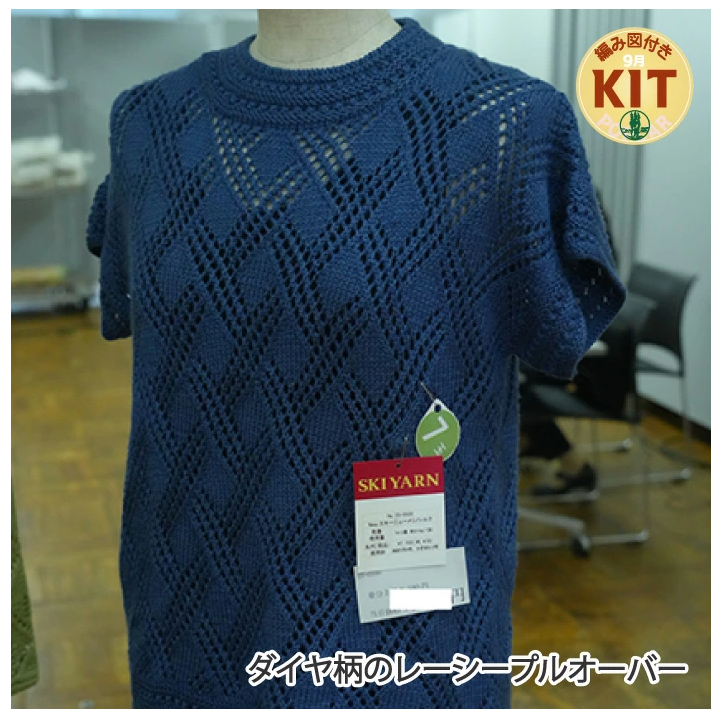 【秋冬】ダイヤ柄のレーシープルオーバー【中級者】【編み物キット】｜25-0500【スキー】※価格は1着分の値段です。【編み図付】